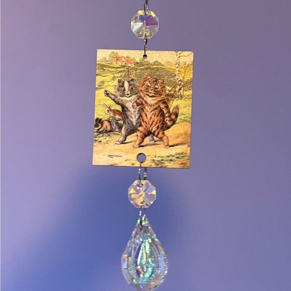 Louis wain tabby cat Christmas ornament, Louis wain tabby cat Suncatcher decor - Picture 9 of 9